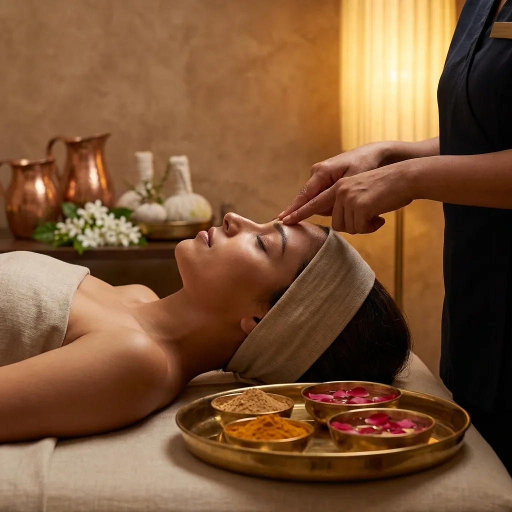 Traditional Ayurvedic facial with warm oils and Kansa wand